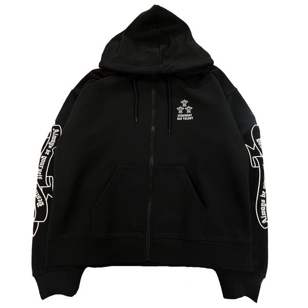 1クロスモチーフ裏毛プリントZIPパーカー