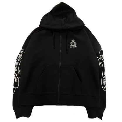 1クロスモチーフ裏毛プリントZIPパーカー
