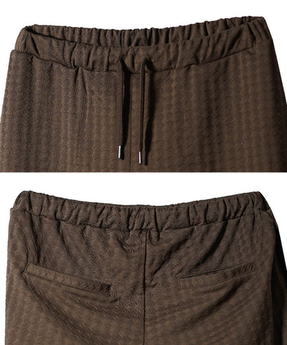 【リゾート気分を上品に纏う】ふくれダイヤ柄 スキッパーポロ＆ハーフパンツ セットアップ  【2026年夏・大人のリゾートスタイル決定版】