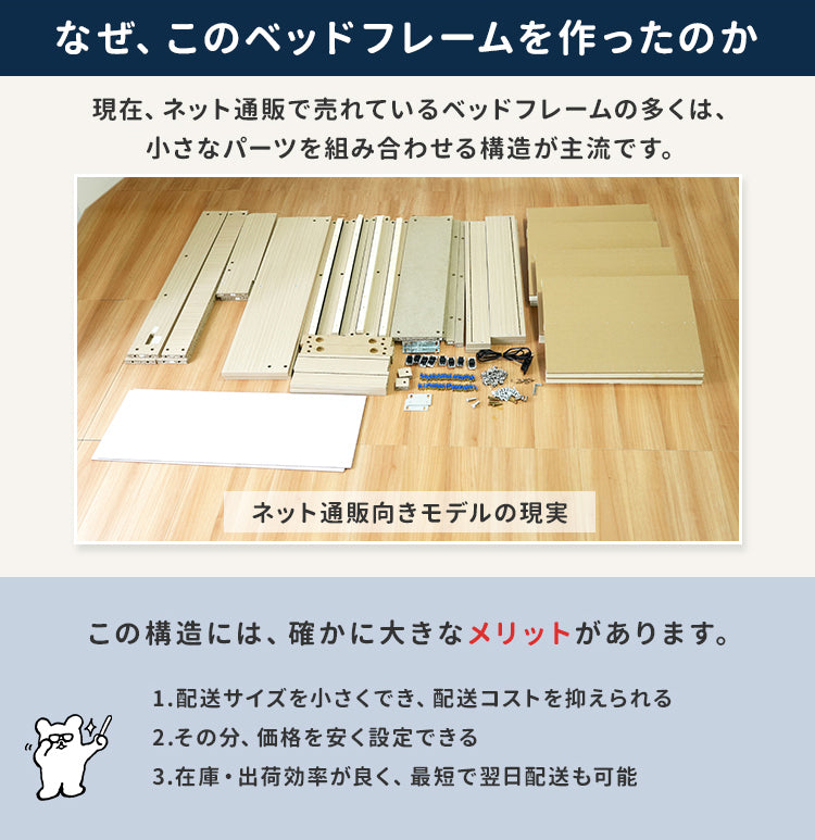 RUES【ルース】 組立の不安を最初から無くすベッド 組立設置込み cy4474