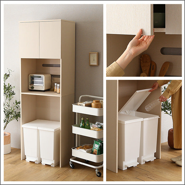 さわやかな木製ごみ箱上ラック　スリムタイプ FLLW-T2S--WHW