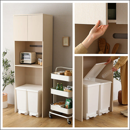 さわやかな木製ごみ箱上ラック　スリムタイプ FLLW-T2S--WHW