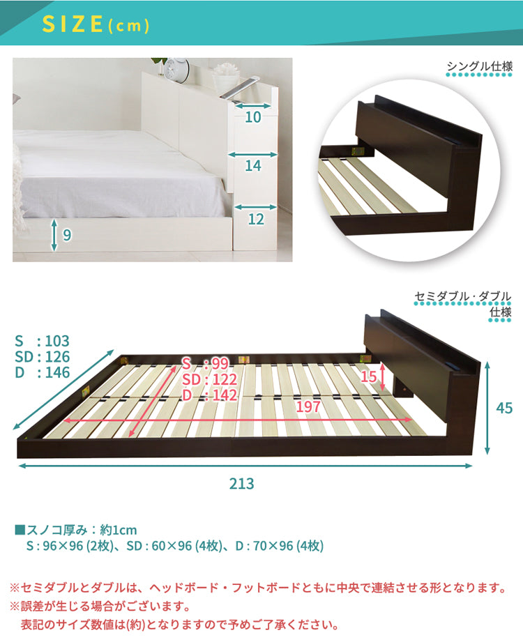 Lonnie USB【ロニーUSB】宮付きフロアベッド　jx4467