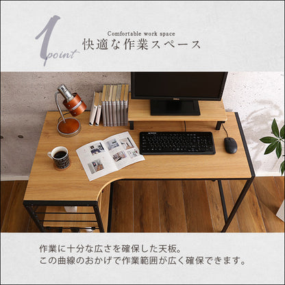 ヴィンテージ風L字パソコンデスク-Lubbock-【-ラボック-】　LBK-120