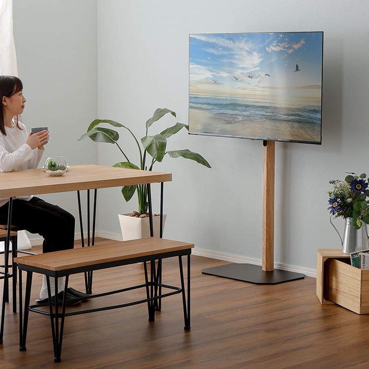 木目が美しい八角壁寄せテレビスタンド ハイタイプ