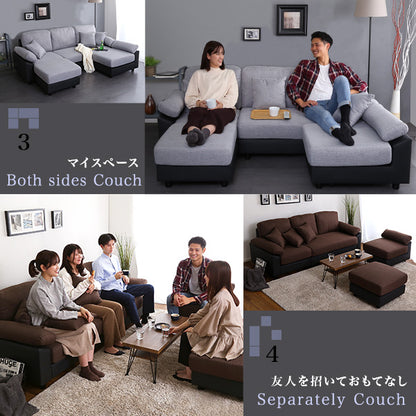 5人掛け コーナー ソファ PVC本体×ファブリッククッション　PCC-5P