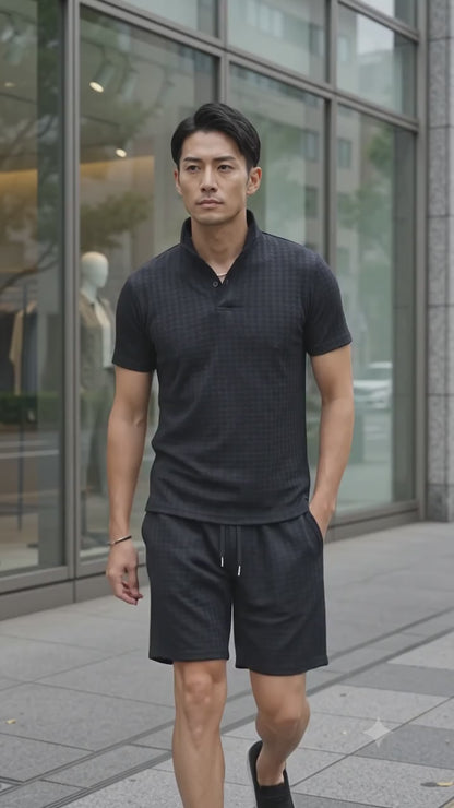 1. Resort Style Elegance: Piqué Diamond Skipper Polo & Shorts Set (Summer 2026: The Definitive Adult Resort Look)