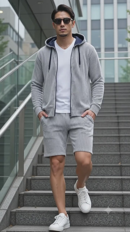 1 Seersucker Hoodie & Shorts Set-up SSK6777A