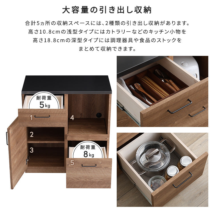日本製　特殊鋼板を使ったキッチンカウンター(ドアタイプ)　80cm幅