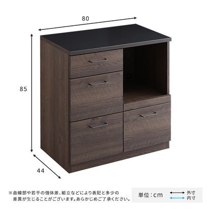 日本製　特殊鋼板を使ったキッチンカウンター(引き出しタイプ)　80cm幅
