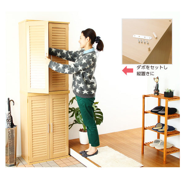 通気性抜群！ルーバー式シューズボックス【幅60cm・2個セット】（下駄箱・玄関収納）SLB-9060-2SET