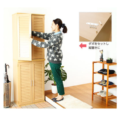 通気性抜群！ルーバー式シューズボックス【幅60cm・2個セット】（下駄箱・玄関収納）SLB-9060-2SET