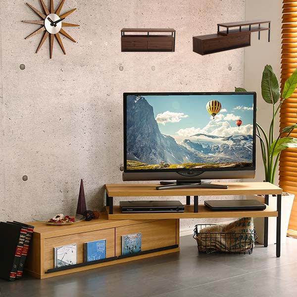 完成品ヴィンテージ伸縮テレビ台【ZEZEL-ジゼル-】VR-120EX