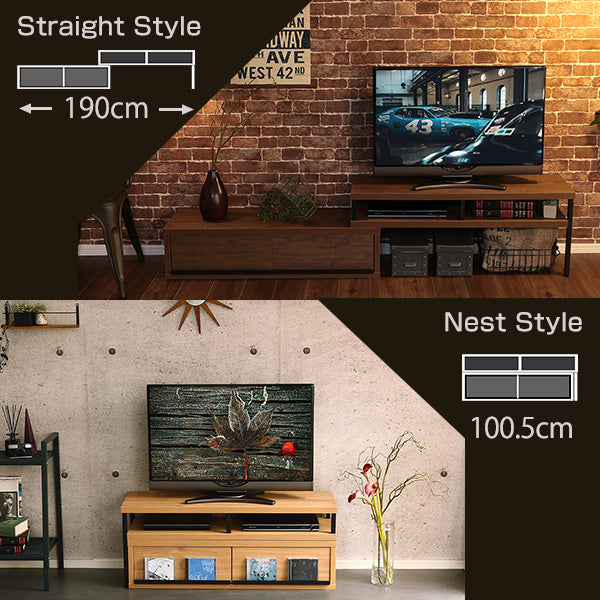 完成品ヴィンテージ伸縮テレビ台【ZEZEL-ジゼル-】VR-120EX