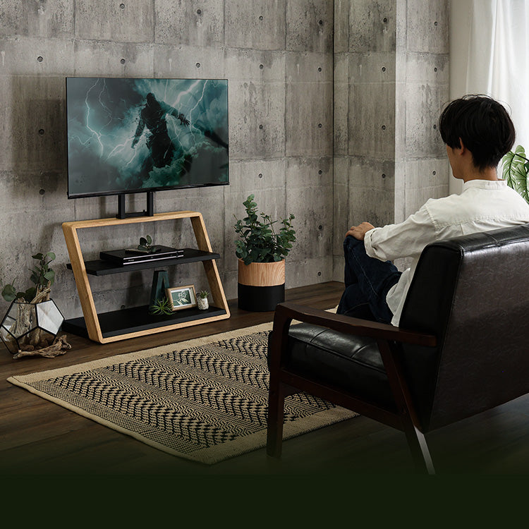 木目が美しい棚付きZ型壁寄せテレビスタンド【Zarzia-ザージア-】ZWAT